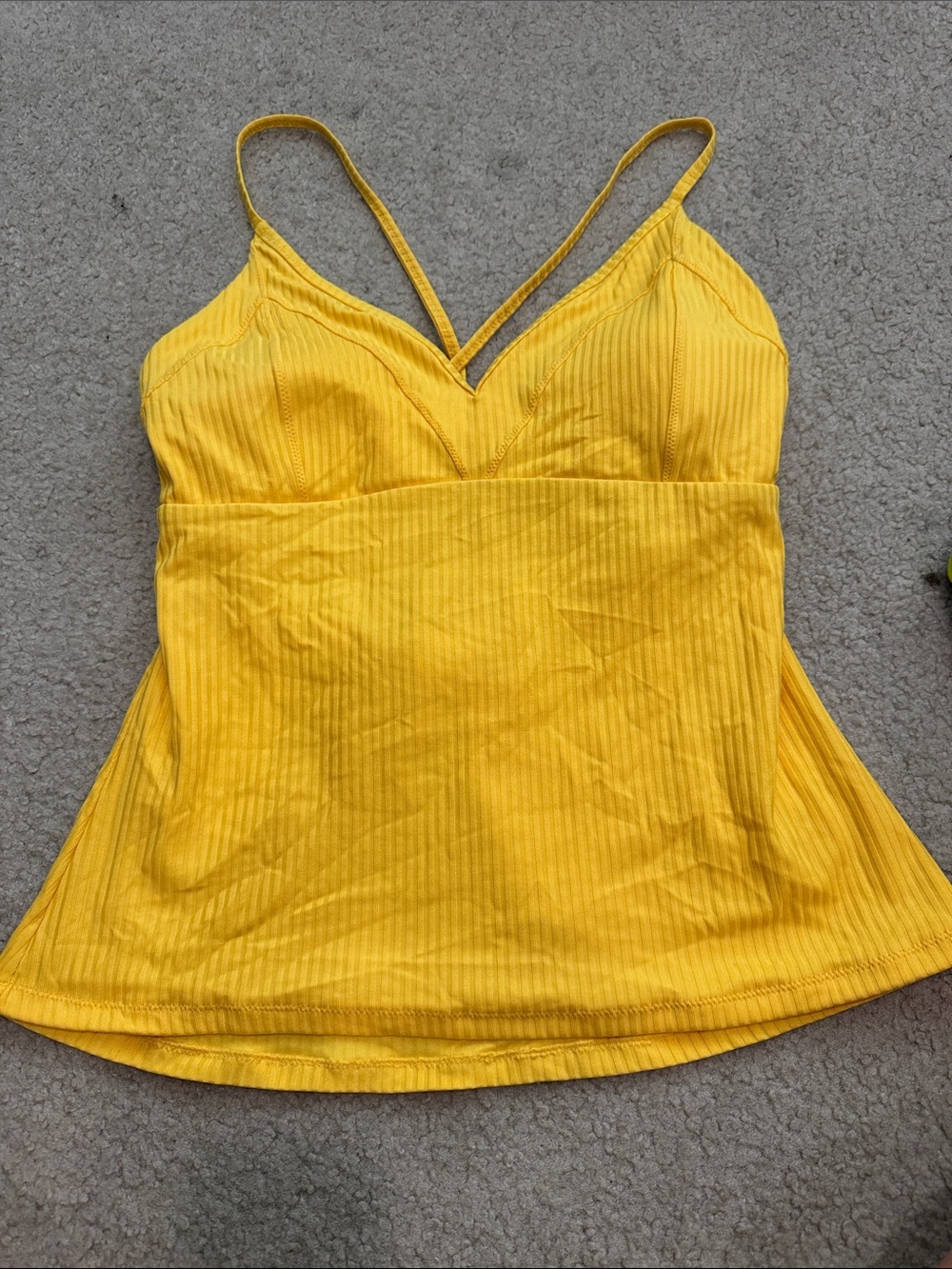 Jessica Simpson Yellow Ribbed V-Neck swim top size L